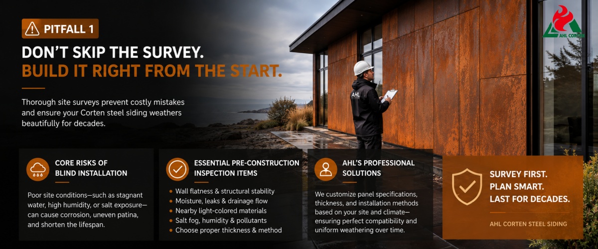 Skipping Site Surveys and Blindly Installing Corten Steel Siding